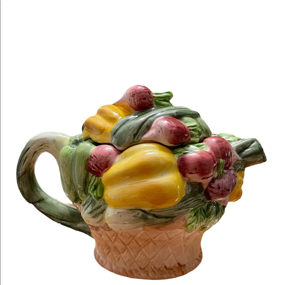 Vegetables in Basket Ceramic Teapot